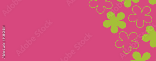 Summer Floral frame. Summer concept design a template for invitations, leaflets and greeting cards. Vector illustration. Trendy border. Pink background, Print