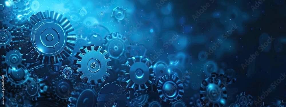 Fototapeta premium Blue abstract gear and technology background. Futuristic technology