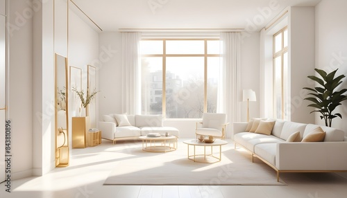 white and gold theme modern interior