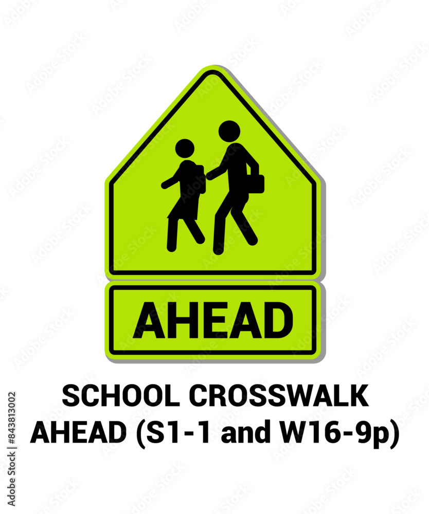 SCHOOL CROSSWALK AHEAD, Pedestrian and Bicycle Signs US ROAD SYMBOL SIGN MUTCD SCHOOL CROSSWALK AHEAD, Pedestrian and Bicycle Signs US ROAD SYMBOL SIGN MUTCD