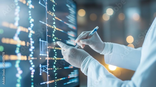 A molecular technologist with copy space and a blurred background is getting ready to present genetic findings.