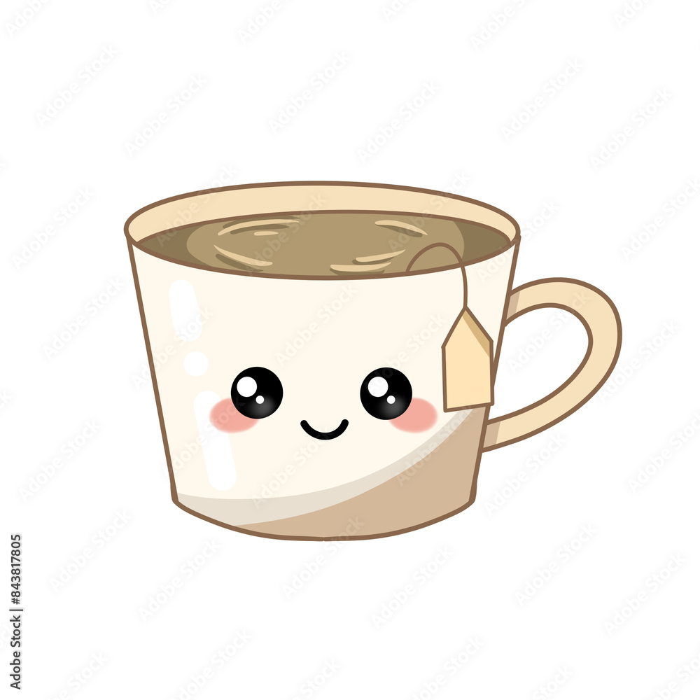 Hot drink tea kawaii sticker Hot drink tea kawaii sticker