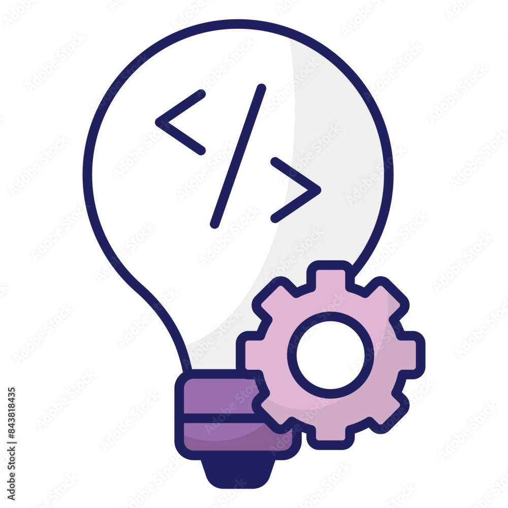 Conceptual flat design icon of coding Conceptual flat design icon of coding