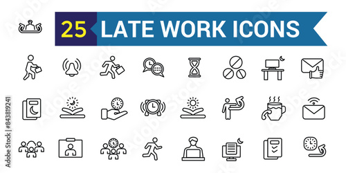 Late work icon. Outline late work vector icon for ui design. Outline icon collection. Editable stroke.