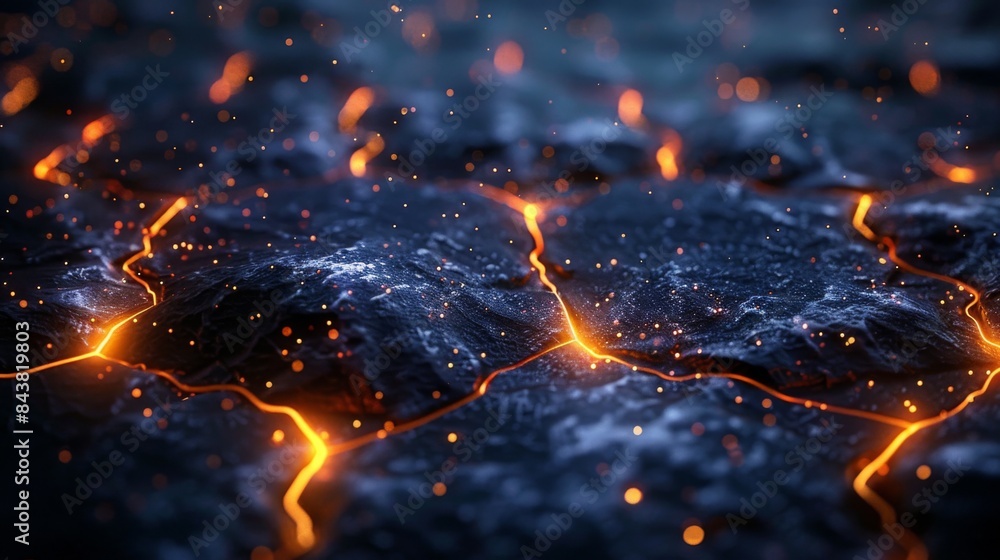 A network of glowing cracks in a dark stone surface represents the flow of information through hidden pathways. A network of glowing cracks in a dark stone surface represents the flow of information through hidden pathways.