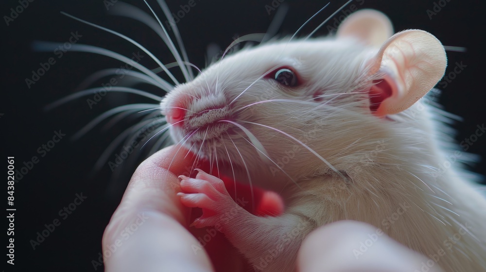 Domestic Pet Rat with Agouti Fur and Dumbo Ears Engaged in Licking Domestic Pet Rat with Agouti Fur and Dumbo Ears Engaged in Licking