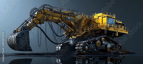 An ultrawide construction website banner highlighting a dragline excavator with space reserved for text or logo.