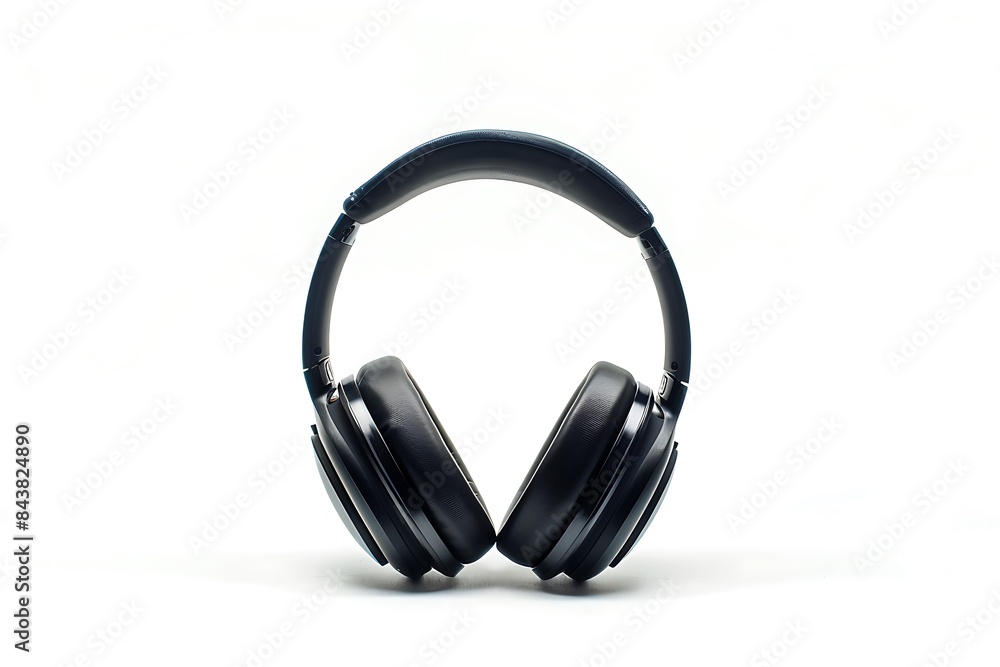 A pair of noise-canceling Bluetooth headphones on an isolated white background A pair of noise-canceling Bluetooth headphones on an isolated white background