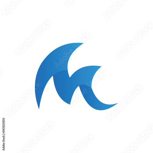 letter M logo vector with blue color