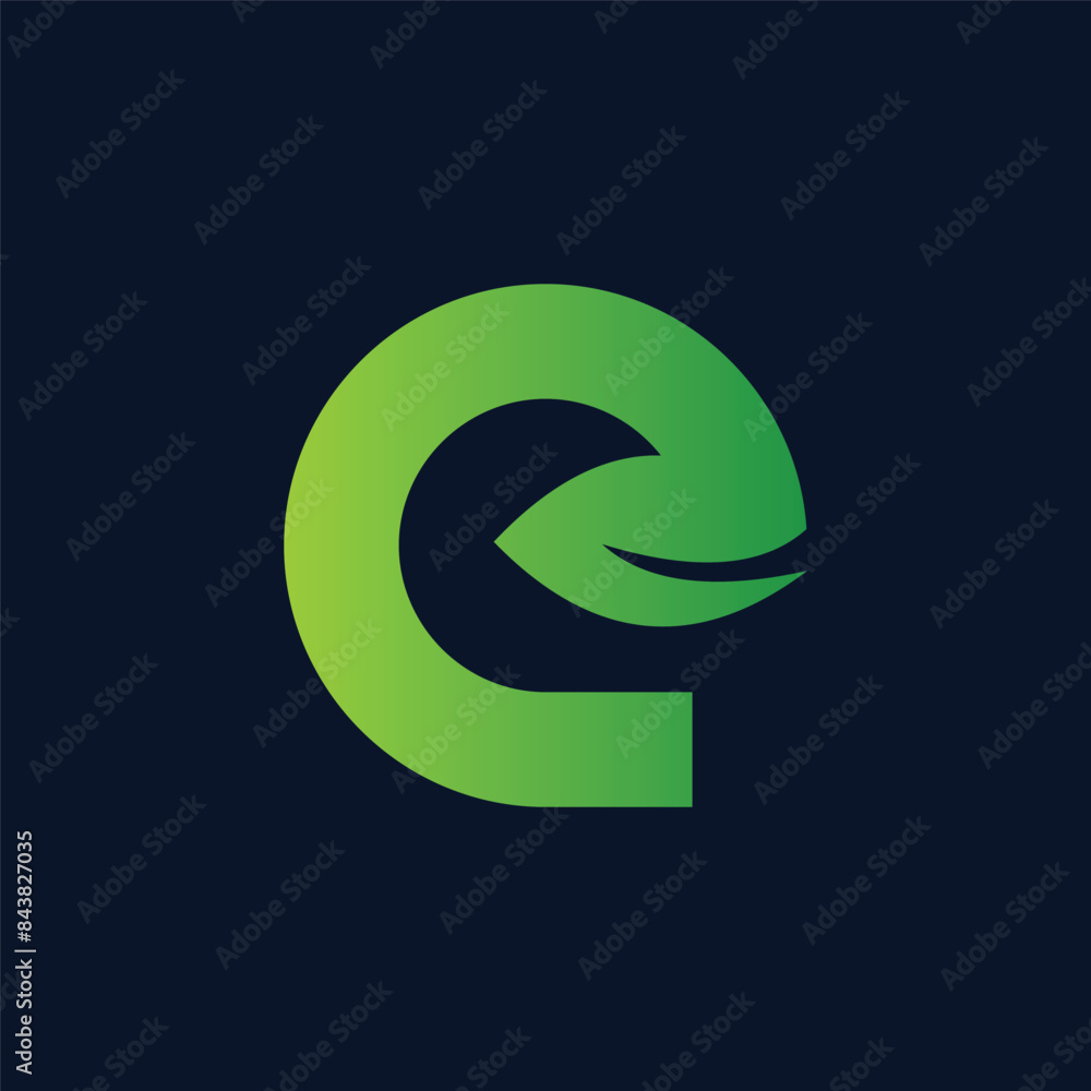 letter E and leaf logo vector with green color letter E and leaf logo vector with green color