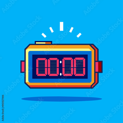 digital clock ticking on a blue background, symbolizing time running out vector graphics