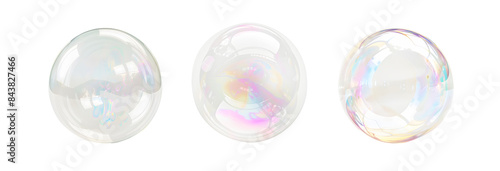 Set of soap bubbles isolated on white
