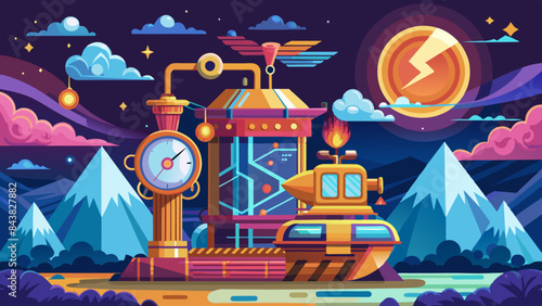 fantasy time machine imagining temporal travel time travle concept, time travel machine imaginary view vector graphics