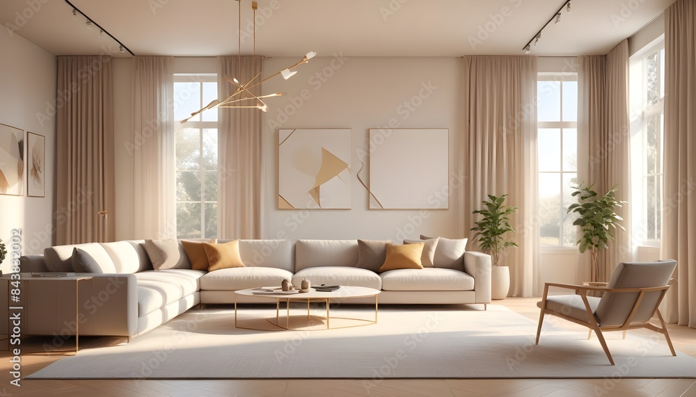 Fototapeta premium white and gold theme modern interior