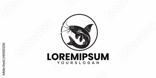 Hardhead catfish roll jumping silhouette style logo illustration