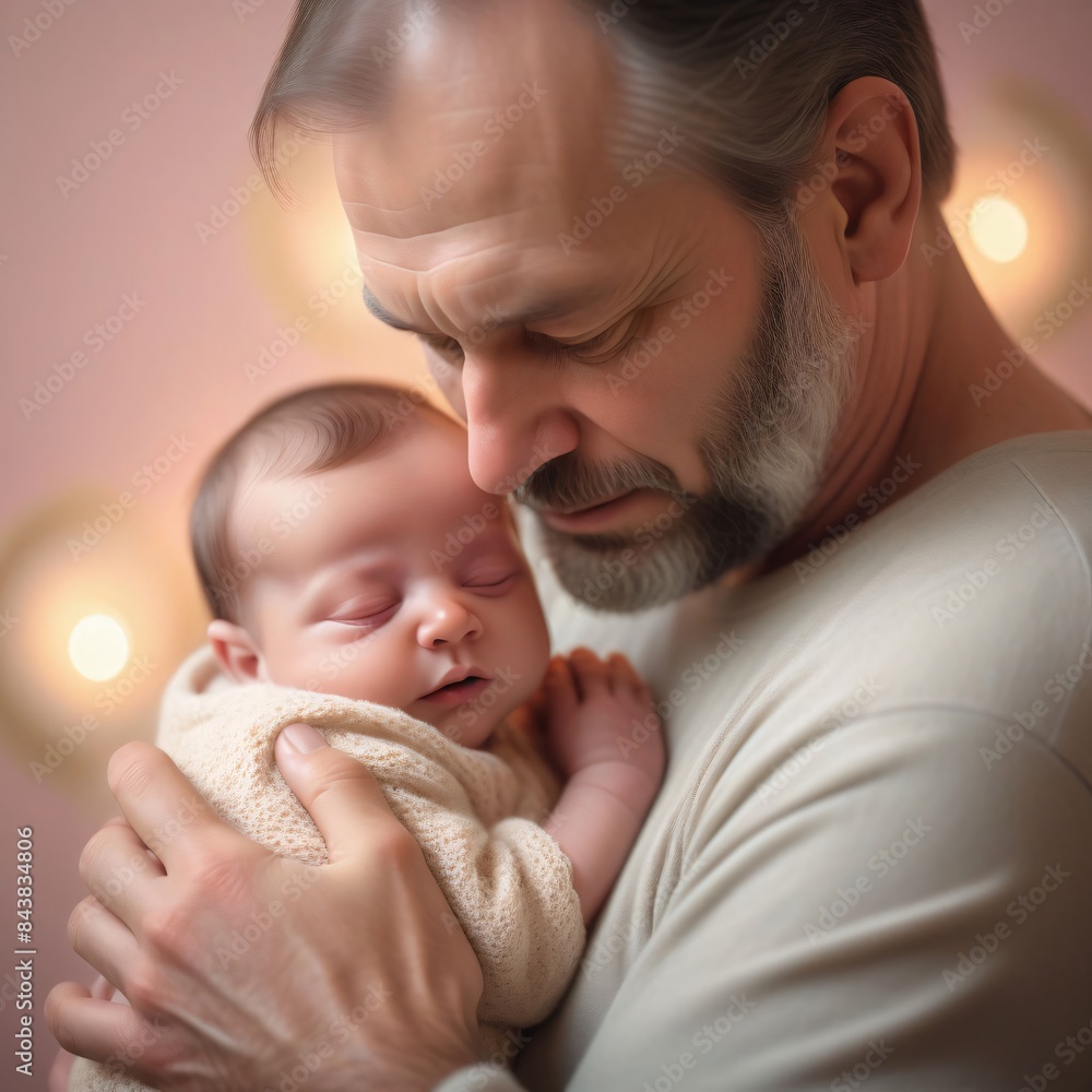 A heartwarming scene of a father holding his newborn baby A heartwarming scene of a father holding his newborn baby