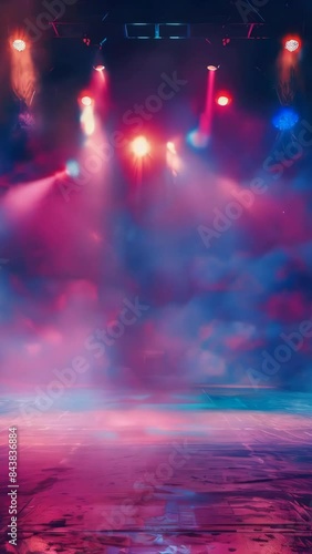Stage with lights and smoke