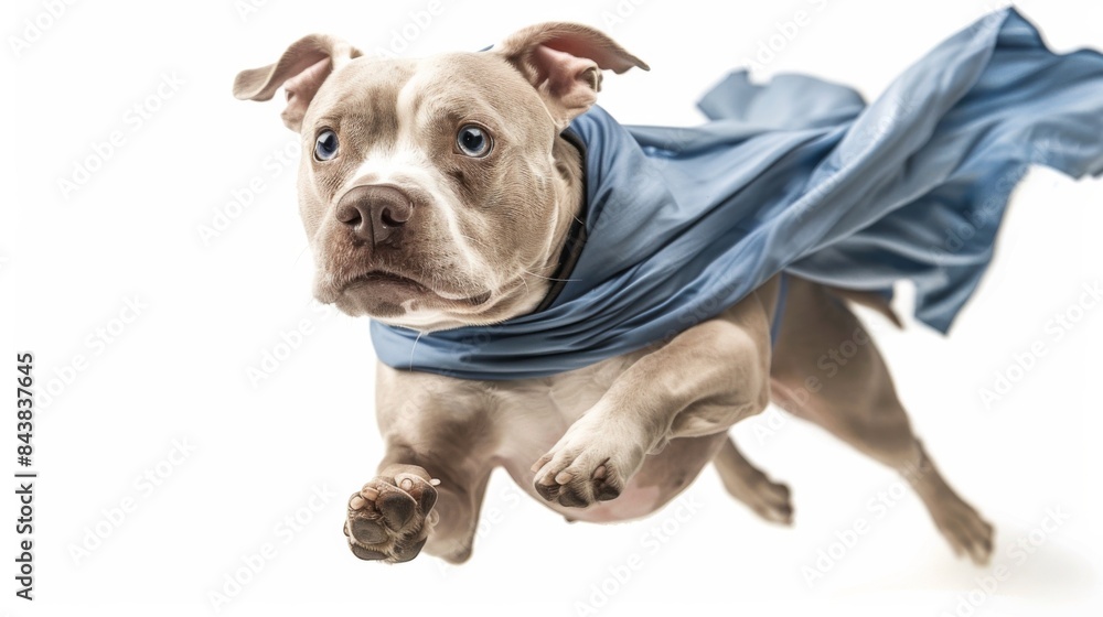 A super dog preparing to jump, eyes focused, isolated on a white background A super dog preparing to jump, eyes focused, isolated on a white background