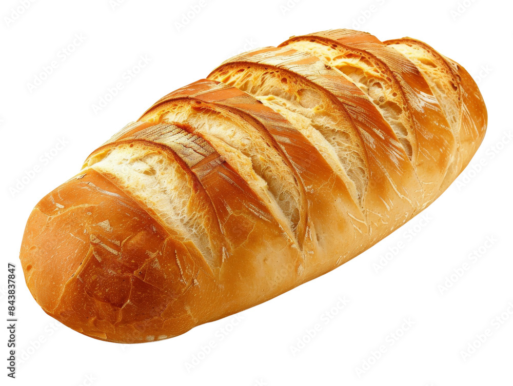 A freshly baked loaf of crusty white bread with a golden brown crust. A freshly baked loaf of crusty white bread with a golden brown crust.