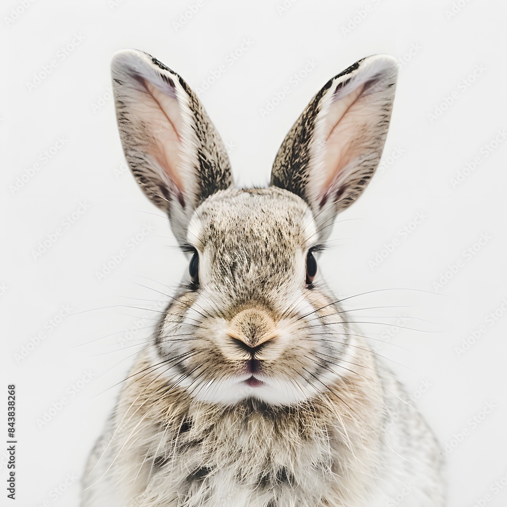 Fototapeta premium The funny rabbit is standing on its hind legs isolated on white background generate ai 