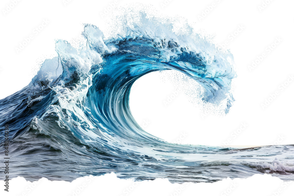 A large, powerful wave crashes against a dark background. The wave is blue and white, with a frothy crest. A large, powerful wave crashes against a dark background. The wave is blue and white, with a frothy crest.