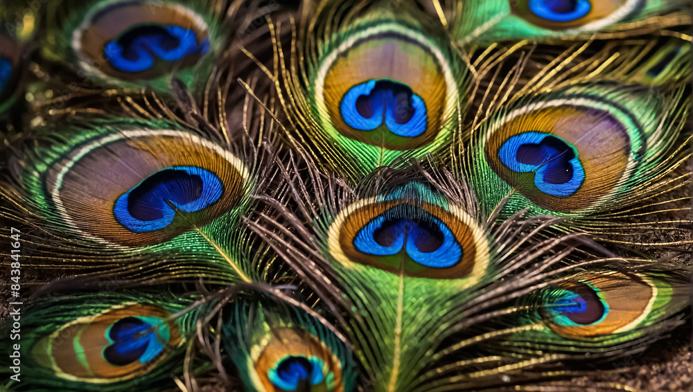 Obraz premium Beautiful peacock feathers background elegance
