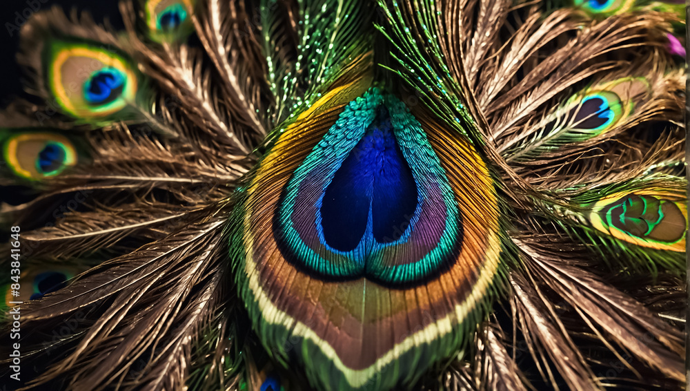 Fototapeta premium Beautiful peacock feathers background decoration