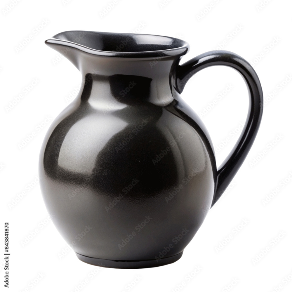 Empty black ceramic jug isolated on transparent background. Empty black ceramic jug isolated on transparent background.