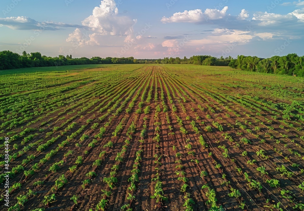 Aerial view of an expansive field with patches of dead crops Aerial view of an expansive field with patches of dead crops