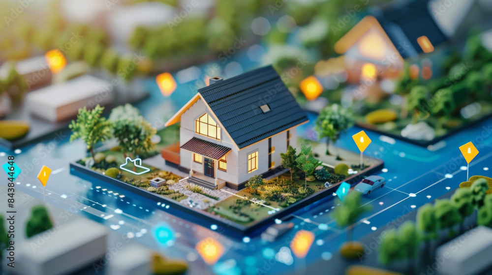 A detailed model of a smart home in a connected neighborhood, showcasing advanced technology and integration within a modern community.
A detailed model of a smart home in a connected neighborhood, showcasing advanced technology and integration within a modern community.