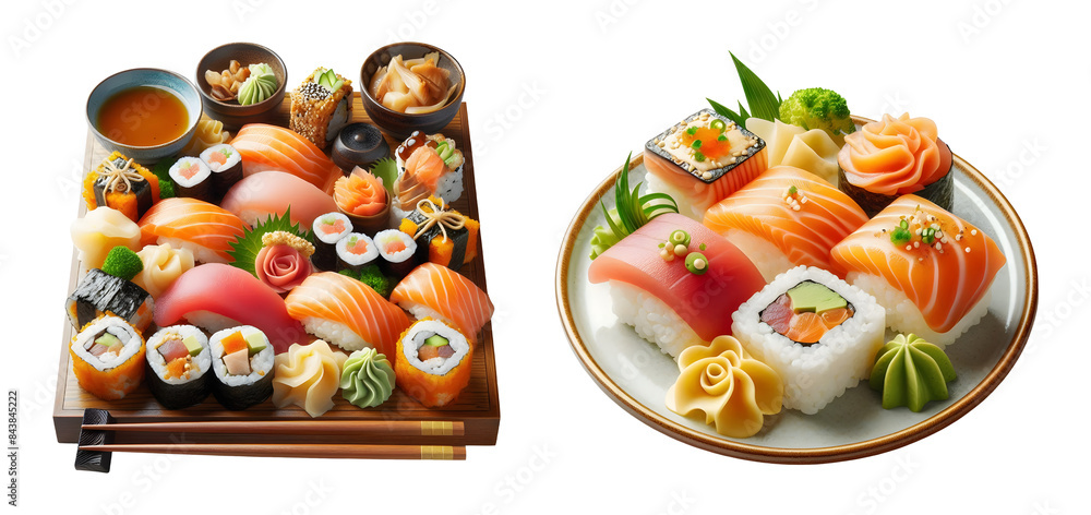 Japanese Sushi platter on transparent background Japanese Sushi platter on transparent background