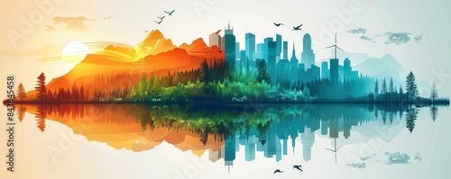Freshstart ecotravel flat design side view sustainable tourism water color Splitcomplementary color scheme