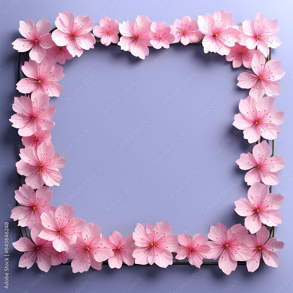 Obraz premium Delicate Cherry Blossom Frame for Card Designs