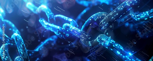 Blockchain technology forming secure digital chain with binary code