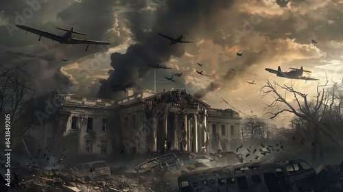 post apocalyptic american white house destroyed