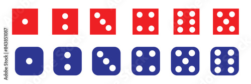 Game dice set isolated on transparent background. Set of dice in flat and linear design from one to six. Traditional game die with marked with different numbers of dots . vector illustration.