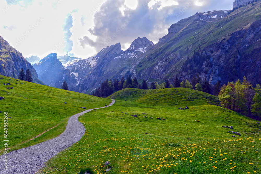 Wanderweg vom Seealpsee nach Wasserauen, Kanton Appenzell Innerrhoden (Schweiz), Kanton Appenzell Innerrhoden (Schweiz) Wanderweg vom Seealpsee nach Wasserauen, Kanton Appenzell Innerrhoden (Schweiz), Kanton Appenzell Innerrhoden (Schweiz)