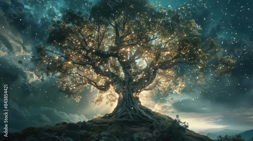 majestic yggdrasil tree of life from norse mythology fantasy concept art photo