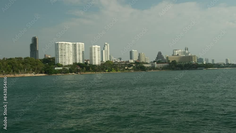 view of the Pattaya coast from the water, Thailand view of the Pattaya coast from the water, Thailand