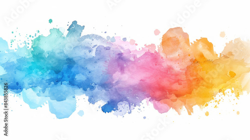 Watercolor Paint Artwork on White Background, 3D Rendering