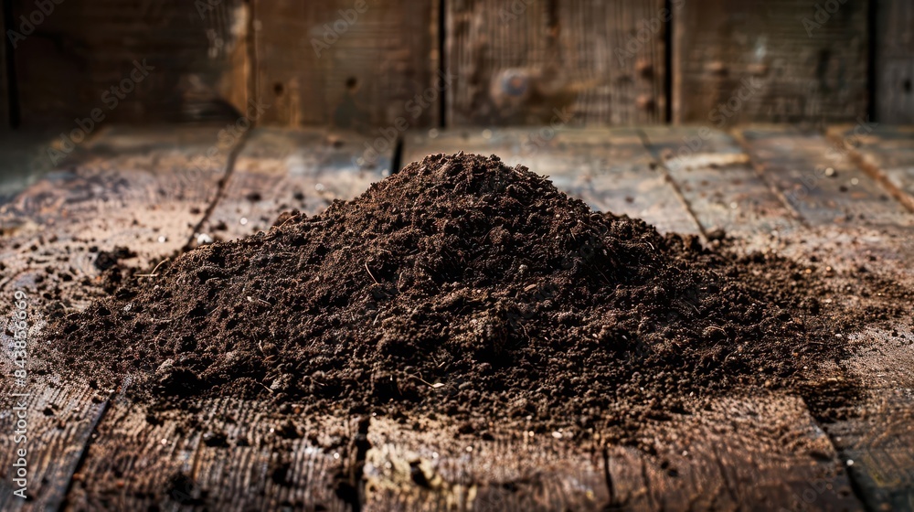 mound of rich soil and dirt isolated on rustic wooden surface stock photo mound of rich soil and dirt isolated on rustic wooden surface stock photo