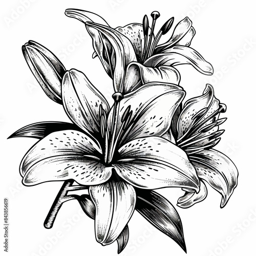 a black and white drawing of a flower