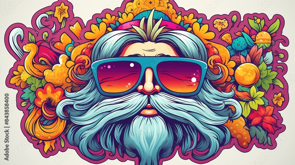 Obraz premium trendy psychedelic sticker in vintage cartoon