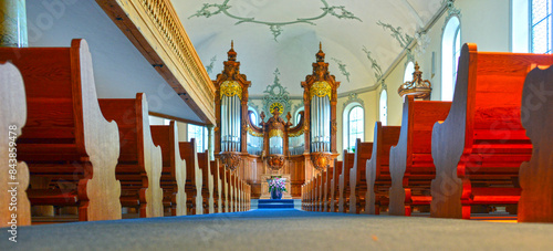 Innenansicht der reformierten Kirche in Gais im Schweizer Kanton Appenzell Ausserrhoden photo