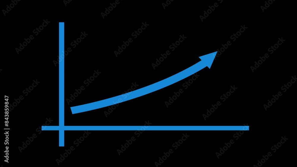Blue color business growth graph and upward arrow animation on the ...