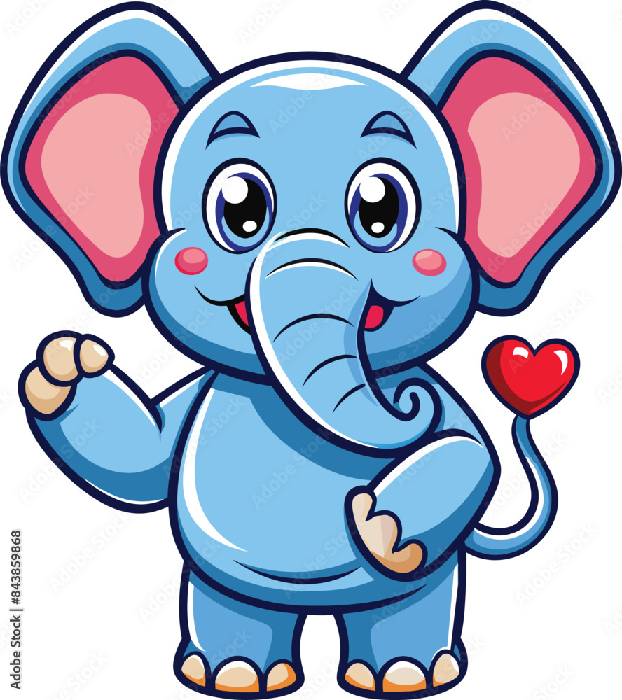 Fototapeta premium Cute elephant cartoon vector Illustration on white background. 