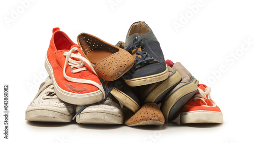 Tableau sur toile pile of old shoes isolated