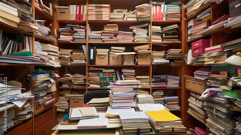 overwhelming workload overflowing piles of files and paperwork in office cabinet concept photography overwhelming workload overflowing piles of files and paperwork in office cabinet concept photography