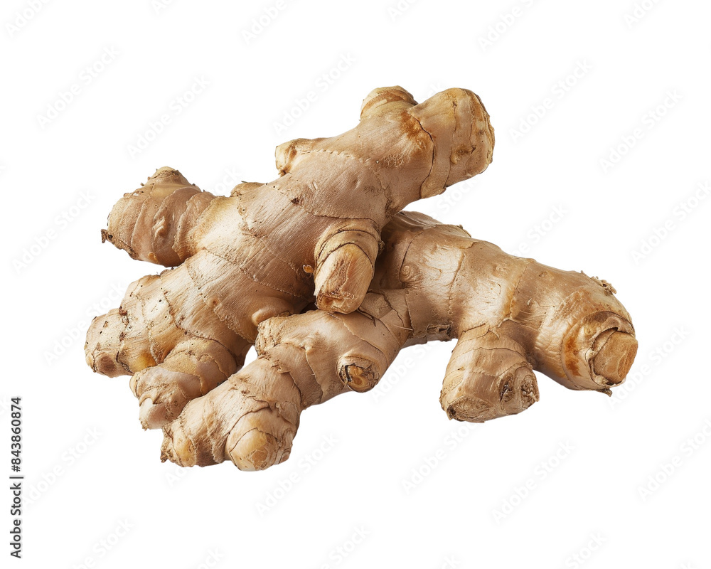 Close-up of fresh ginger root, isolated on white background. Perfect for culinary and medicinal uses. Close-up of fresh ginger root, isolated on white background. Perfect for culinary and medicinal uses.