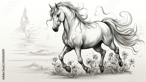 Walking unicorn isolated on white background © Ehtisham